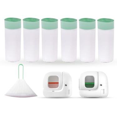 Imagem de Sacos de lixo de substituição de 120 unidades (6 rolos) compatíveis com PETKIT PuraMax/PURA X caixa de areia automática autolimpante, sacos de lixo duráveis com cordão, à prova de vazamento - 50 cm x