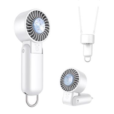 Imagem de Ventilador turbo portátil portátil com tela LED – resfriamento turbo de 9,8 m, longa duração, 5 velocidades, 113 g, leve, recarregável por USB, mini ventilador de mão pessoal, presente para mulheres