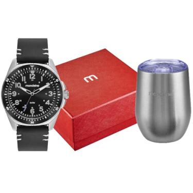 Imagem de Mondaine Kit Relógio Masculino Casual Prata Com Copo Térmico