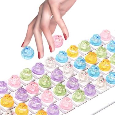 Imagem de Hiupgo Adesivos de teclado elevados para unhas longas - Adesivos de digitação confortáveis para digitação e jogos usando em laptop, PC, notebook, desktop (formato de pudim) (animal - 50 peças)