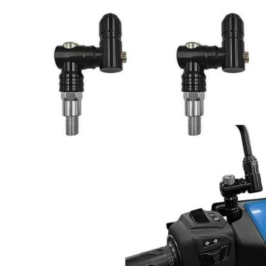 Imagem de Suporte de espelho lateral de motocicleta 10 mm giratório adaptador de parafuso fixo suporte de espelho CNC base ajustável de liga de alumínio (preto)