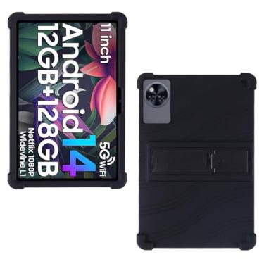 Imagem de AKNICI Capa para DOOGEE U11/DOOGEE U11 Pro/HOTWAV Pad 11 Tablet 11 polegadas, capa protetora de silicone macio com suporte ajustável, preta