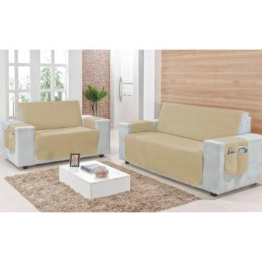 Imagem de Capa Protetor Sofá 2 E 3 Lugares Matelado Francielli Com Porta Acessór