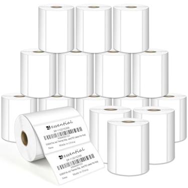 Imagem de Y essential Etiquetas de código de barras térmicas diretas essenciais de 10 x 5 cm, à prova d'água e à prova de óleo, 750 etiquetas de rolo, compatíveis com impressoras Zebra (16 rolos - 12.000