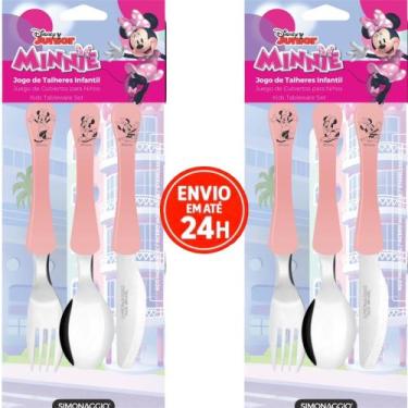 Imagem de Kit Com 2 Talher Infantil Carros Inox Simonaggio Disney Garfo e Faca, 
