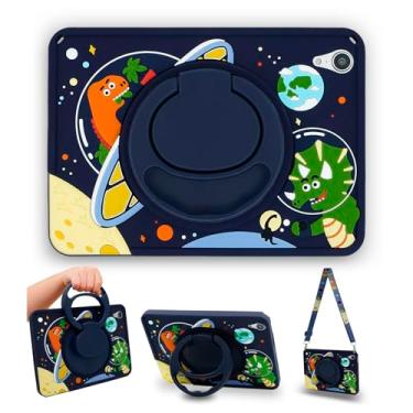 Imagem de NidoPaz Capa protetora infantil compatível com Apple iPad mini 6 (2021, A15 Bionic)/Mini 7 (2024, A17 Pro), capa de dinossauro de silicone de 8,3 polegadas para 6ª e 7ª geração com suporte para