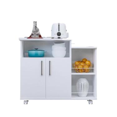 Imagem de Armário Organizador 2 Portas e Suporte Microondas(Branco)