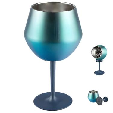 Imagem de Taça Copo Termico 2 em 1 Inox Drink Vinho  Bebida Cocktail Evento Festa Praia Piscina Entretenimento Lazer Diversao