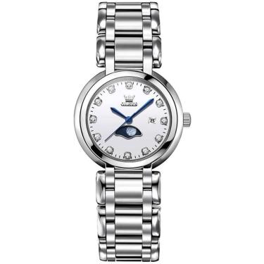 Imagem de Relógio Feminino De Quartzo Minimalista Com Strass Em Aço Inoxidavel A Prova D´agua Prata