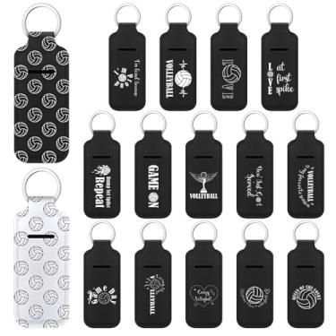 Imagem de Dansydaisy 16 porta-batons de vôlei, chaveiros de vôlei a granel, presentes para mulheres, amantes de esportes, presente de equipe (preto)