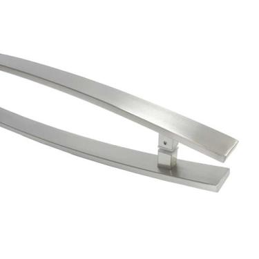 Imagem de Puxador Para Porta Duplo Em Aço Inox Curvo 75cm - DECORPLACE, Escovado