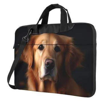 Imagem de Golden Retriever Capa para laptop capa protetora à prova de choque para notebook bolsa portátil masculina feminina, Preto, 14 inch