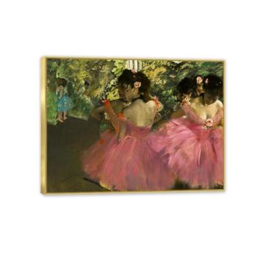 Imagem de Edgar Degas impressões em tela dançarinos em rosa arte impressionista pôsteres legais arte de parede quarto sala de estar decoração de sala de aula 40 x 30 cm (16 x 12 pol) emoldurado