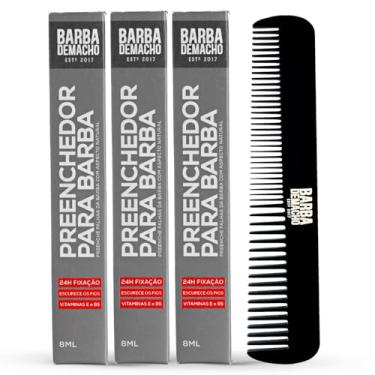 Imagem de Kit 3 Escurecedor e Preenchedor Barba de Macho Anti-Falhas Aspecto Natural 8ml e Pente Alinhador