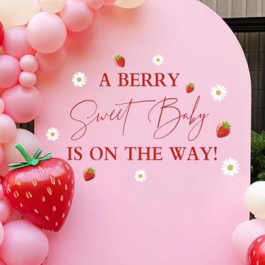 Imagem de Decorações A Berry Sweet Baby is on the Way - Decalque A Berry Sweet Baby is on the Way para cenário de arco de balões, decorações de chá de bebê de primeiro aniversário, faixa de suprimentos de festa