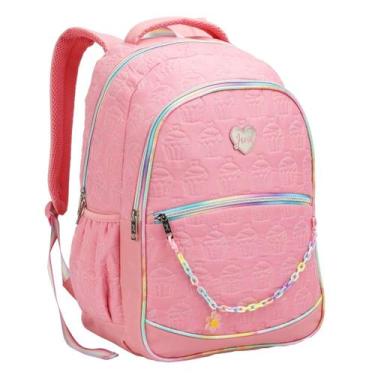 Imagem de Mochila Escolar Feminina Fashion Criança Infantil Grande Ajustável Res