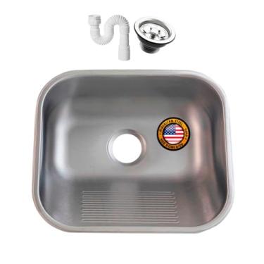 Imagem de Tanque Inox Fosco American Steel 40x34 18 Litros Inox 304 + Válvula + Sifão