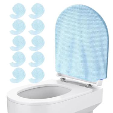 Imagem de Ouliget Tampas de vaso sanitário descartáveis, cobertura completa de isolamento de manchas de vaso sanitário adequada para todos os banheiros, forros de papel para banheiro, viagem, acampamento, 10