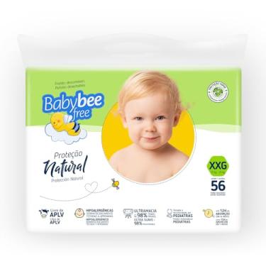 Imagem de Baby Bee Free Proteção Natural, Fraldas Descartáveis, Hipoalergênicas, Ultramacia, livre de APLV (XXG)