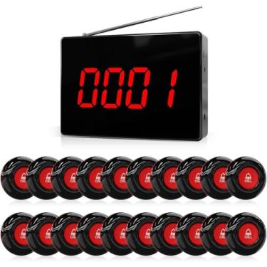 Imagem de CallToU Sistema de chamada sem fio, botão de chamada de cuidador, campainha de chamada de paciente com 20 botões de chamada de alerta de enfermeira à prova d'água e 1 receptor de exibição para