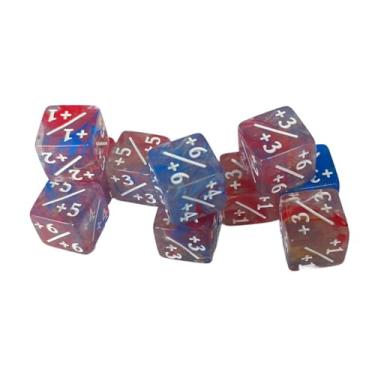 Imagem de TTETTZ 10 peças de dados digitais de contagem, fichas educacionais de adição e subtração matemática, material didático de matemática, 6 lados, 16 mm, Vermelho Azul