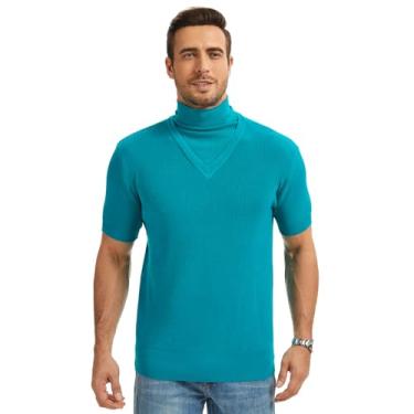 Imagem de Suéter masculino de tricô para cosplay de Halloween, adulto, meia manga, suéter pulôver, Azul, P