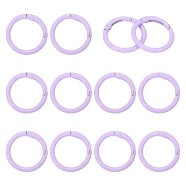 Imagem de YELARXI Anéis de metal com mola, porta-chaves de pressão de mola redonda colorido - adequado para (chaveiro - bolsa - bolsa - bolsa - cordão - artesanato faça você mesmo) pacote com 12 e 2,5 cm e roxo
