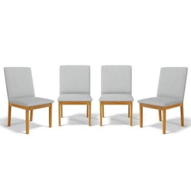 Imagem de Kit Com 4 Cadeiras Daniela Madeira Maciça Estofada Para Mesa De Jantar