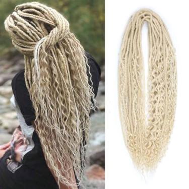 Imagem de Pouweney Conjuntos de extensões de dreadlock de 61 cm 3 em 1, 30 fios misturados 613 loiros sintéticos de Dreadlock, 100% feitos à mão, macios, com pontas duplas, boho, ondulado, dreads para meninas