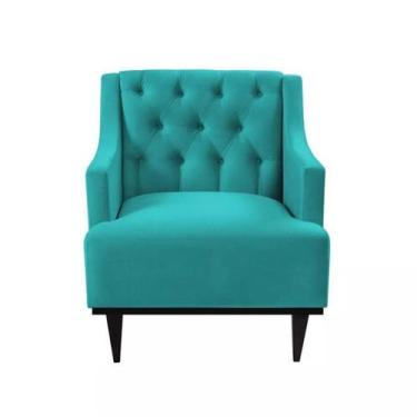 Imagem de Poltrona Decorativa Clássica Capitonê Suede Azul- SA Móveis - Estopar