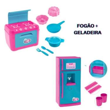 Imagem de Kit Cozinha Infantil Fogão  e Geladeira com acessórios Le Chef  Usual 