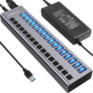 Imagem de Hub Usb 3.0 16 Portas Acasis Velocidade 5gb/s Fonte 12v/7.5a