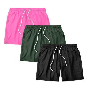 Imagem de Kit 3 Shorts Bermuda Masculino Tactel Liso Praia Academia-Masculino