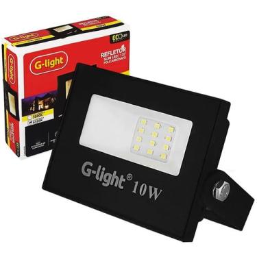 Imagem de Refletor Led Slim 10W Frio 6500K Ip65 Policarbonato G-Light, Bivolt | 