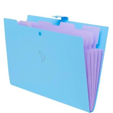 Imagem de Pasta Sanfonada Plastica A4 5 Divisoes Azul Pastel - Polibras
