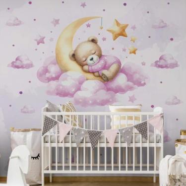 Imagem de Papel de Parede Infantil Ursinho Quarto de Bebe Menina 6m² - Quartinho
