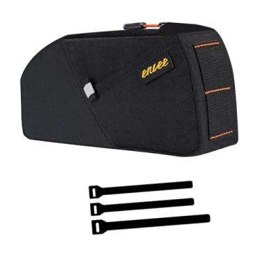Imagem de IEUDNS Bolsa de armazenamento para quadro de bicicleta, mochila de ciclismo, poliéster, náilon, bolsa para tubo frontal de bicicleta, alça para lanterna, Preto