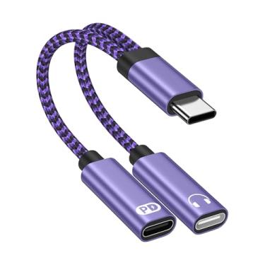 Imagem de Divisor de dongle USB C duplo, adaptador e carregador USB C 2 em 1, adaptador de áudio tipo C com cabo de carregamento rápido PD 60W para iPhone 17 16 15 Pro Max Plus Air, iPad, Samsung, Google