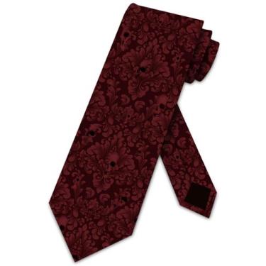 Imagem de Gravata Three Rooker Skull Damask Halloween Borgonha masculina