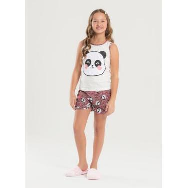 Imagem de Pijama Verão Menina Natural Regata e Shorts Panda - Molekada, 4