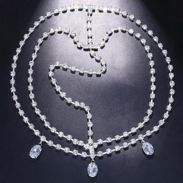 Imagem de Corrente De Cabelo Com Pingente De Gota De Água Em Strass Para Mulhere