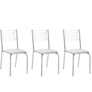 Imagem de Kit 3 Cadeiras Nanda Cromada Branco - GAT MAGAZINE
