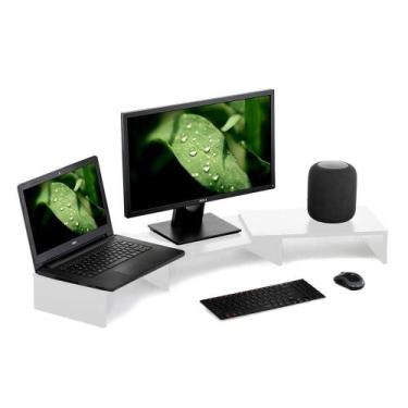 Imagem de Suporte De Mesa Base Elevada Ajustável 3 Monitores Gamer Notebook Bran