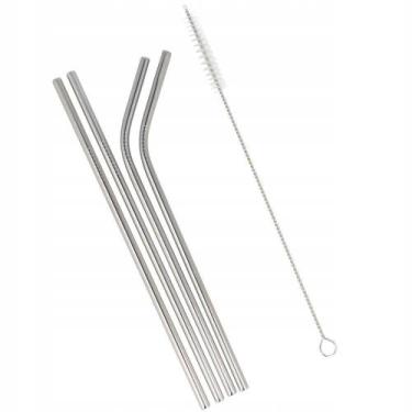 Imagem de Kit 4 Canudos Reutilizáveis Em Aço Inox E Escova De Limpeza - YAAY