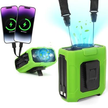 Imagem de LOOFHIEN Ventilador de cintura pessoal de 10000 mAh, fluxo de ar forte de 5 velocidades 16000 RPM, ventilador portátil vestível com até 40 horas de tempo de trabalho, lanterna e alarme SOS, ventilador