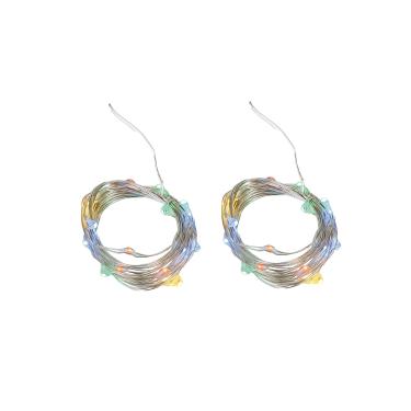 Imagem de Conjunto de 2 fios de micro luzes Twinkle Fairy com 20 LEDs, temporizador, operado por bateria para Páscoa, jardim, casa, casamento, festa, decoração de Natal (várias cores)