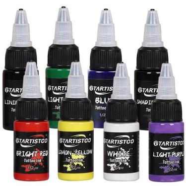 Imagem de Conjunto de tinta de tatuagem GARTISTOO 8 cores 15ml/garrafa Professio