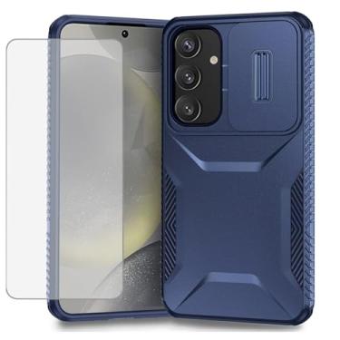 Imagem de Ueokeird Capa para Galaxy S24, para Samsung S24 5G SM-S921U com protetor de tela de vidro temperado e capa deslizante para câmera, antiderrapante, resistente, à prova de choque para Samsung Galaxy S24