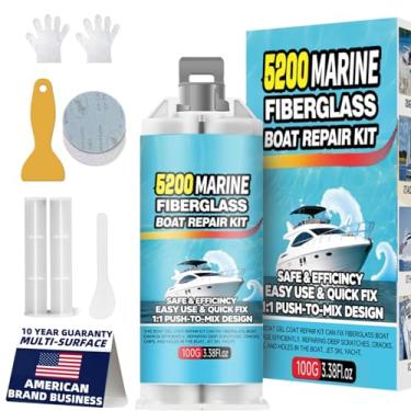 Imagem de Kit de reparo de fibra de vidro marítima 5200 para barcos, kit de reparo de revestimento de gel para barcos, enchimento de epóxi para barcos de fibra de vidro para consertar furos, lascas e rachaduras