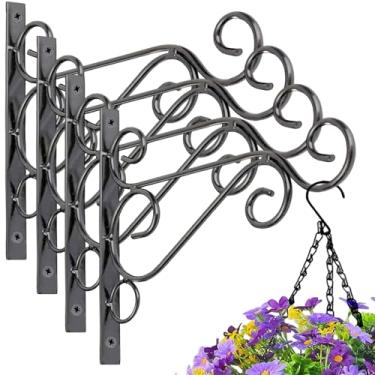 Imagem de ZEECER Suporte para pendurar ao ar livre, suporte de planta de metal à prova de ferrugem de 25,4 cm, cabides de parede para pendurar em ambientes externos, ganchos de plantas para pendurar cestos